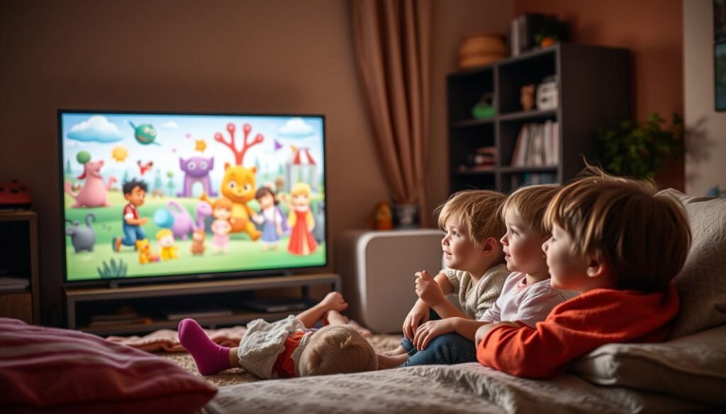 Dzieci oglądające telewizję