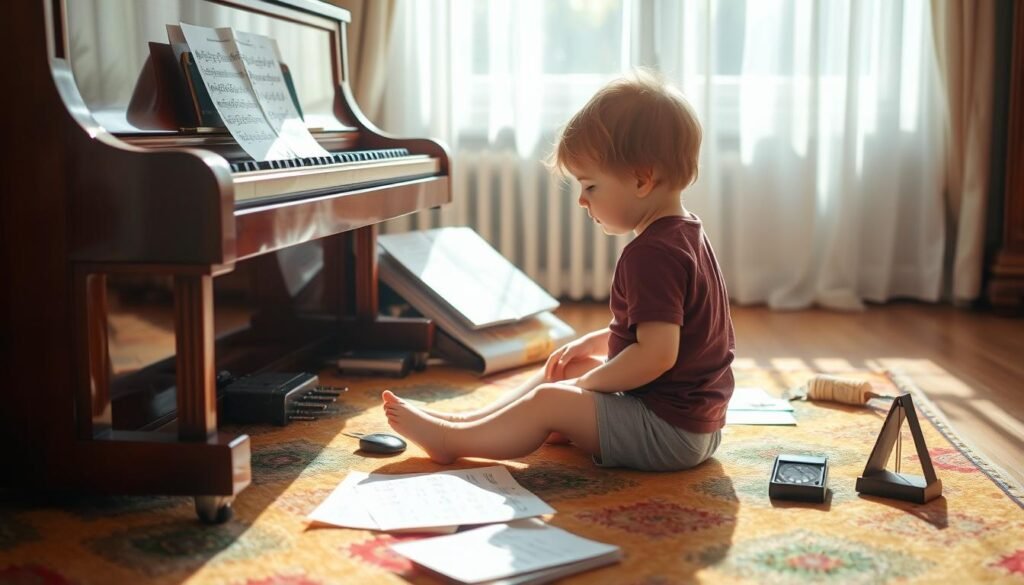 dziecko uczące się gry na instrumencie
