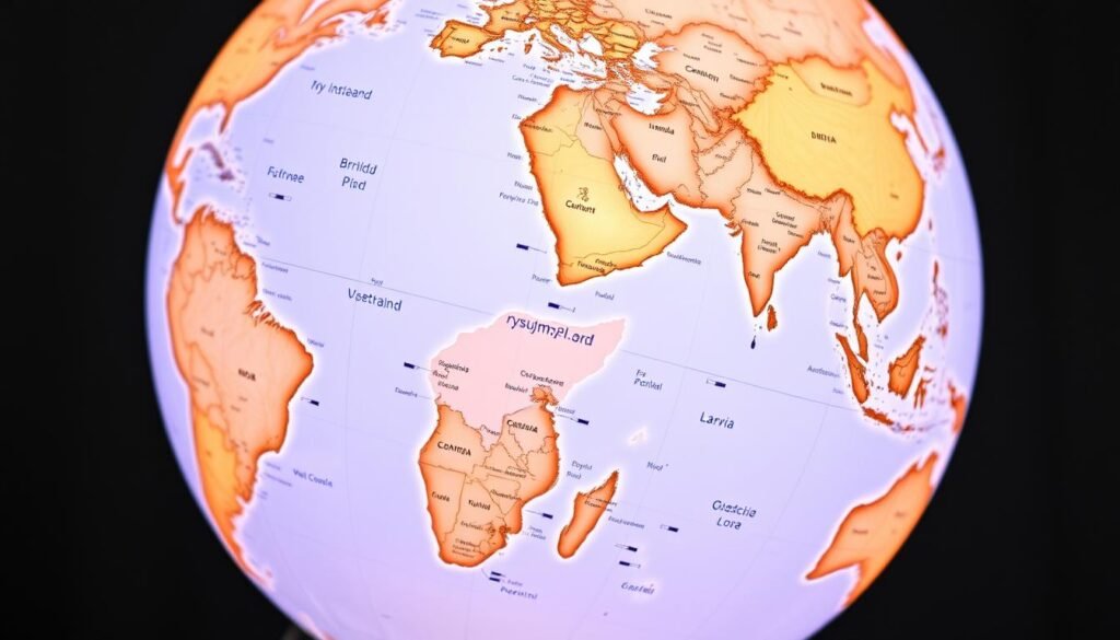 podświetlany fizyczno-polityczny